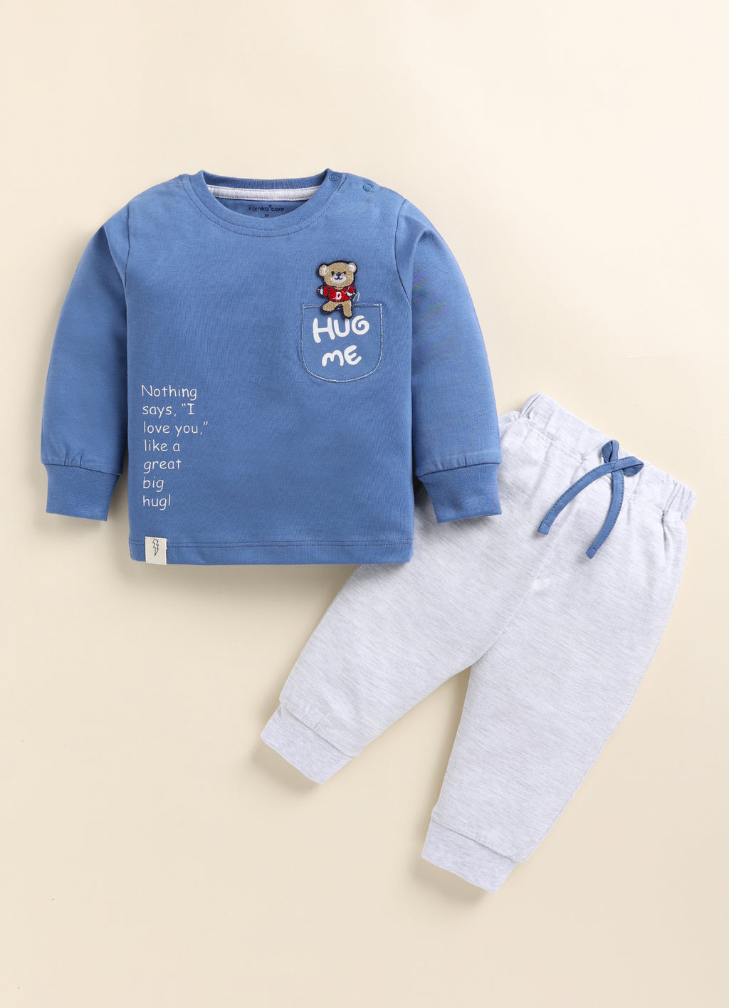 Bear Hug Me Text Knitted Suit Set