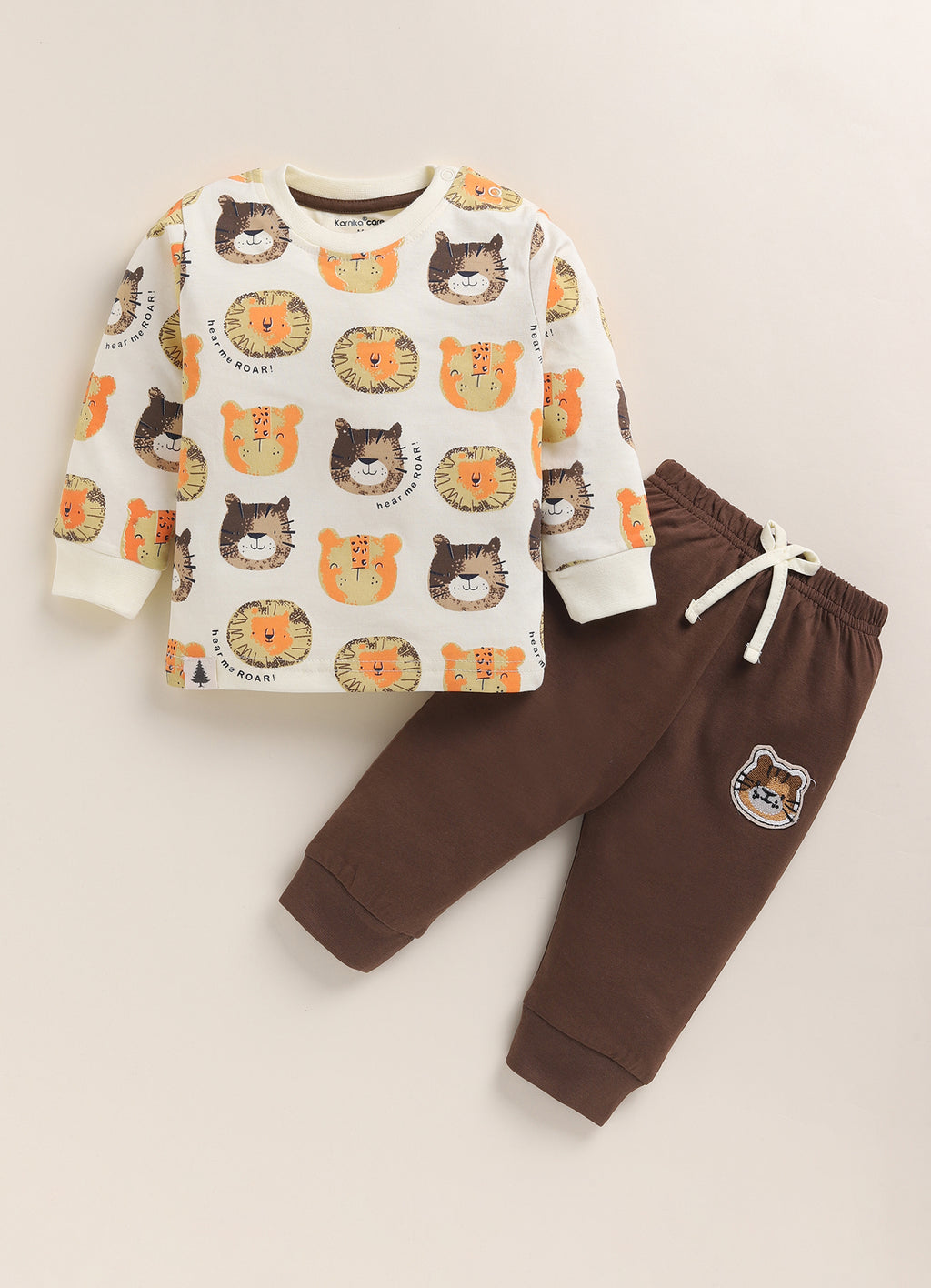 Tiny Bear Print Knitted Suit Set