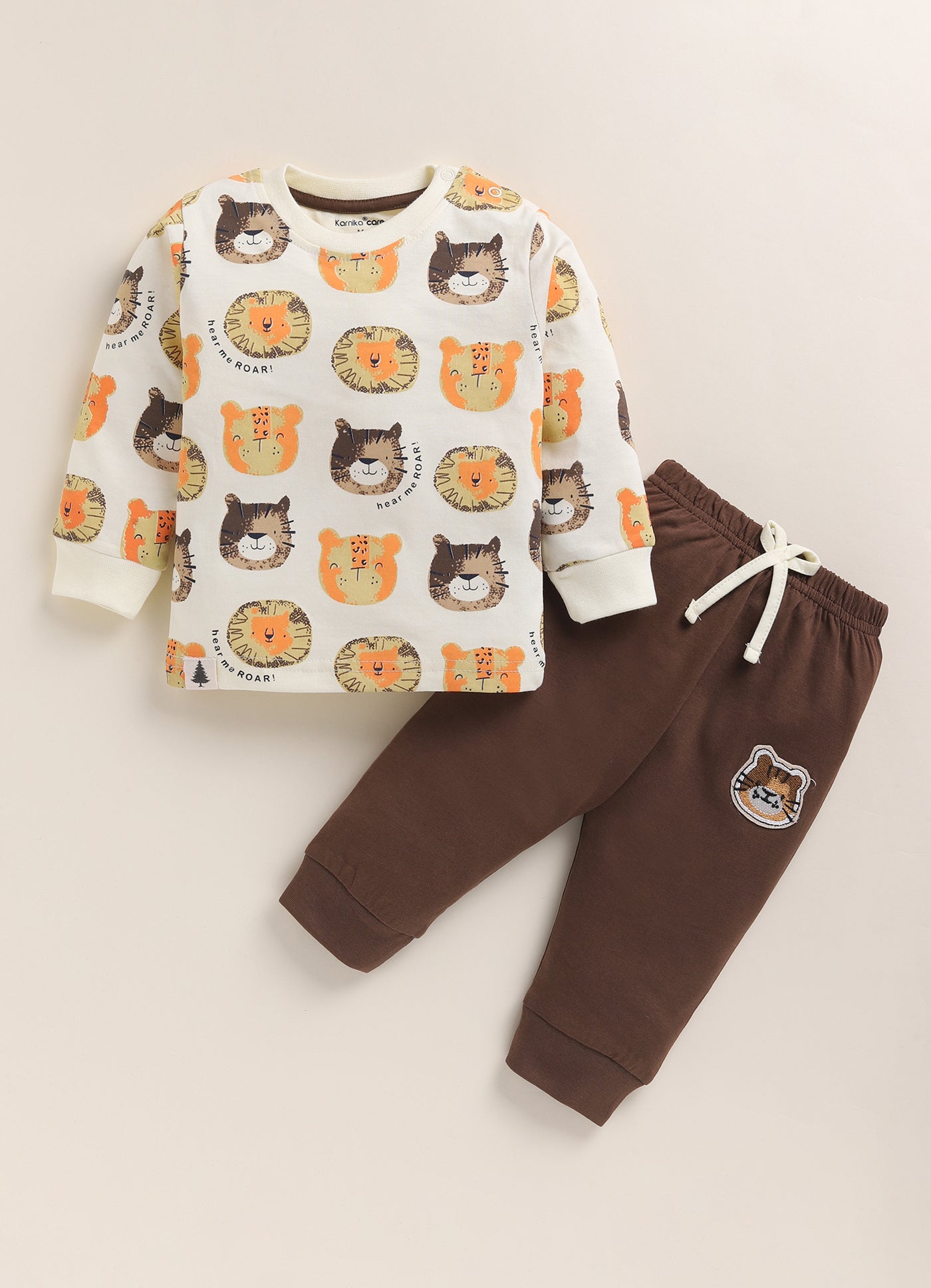 Tiny Bear Print Knitted Suit Set