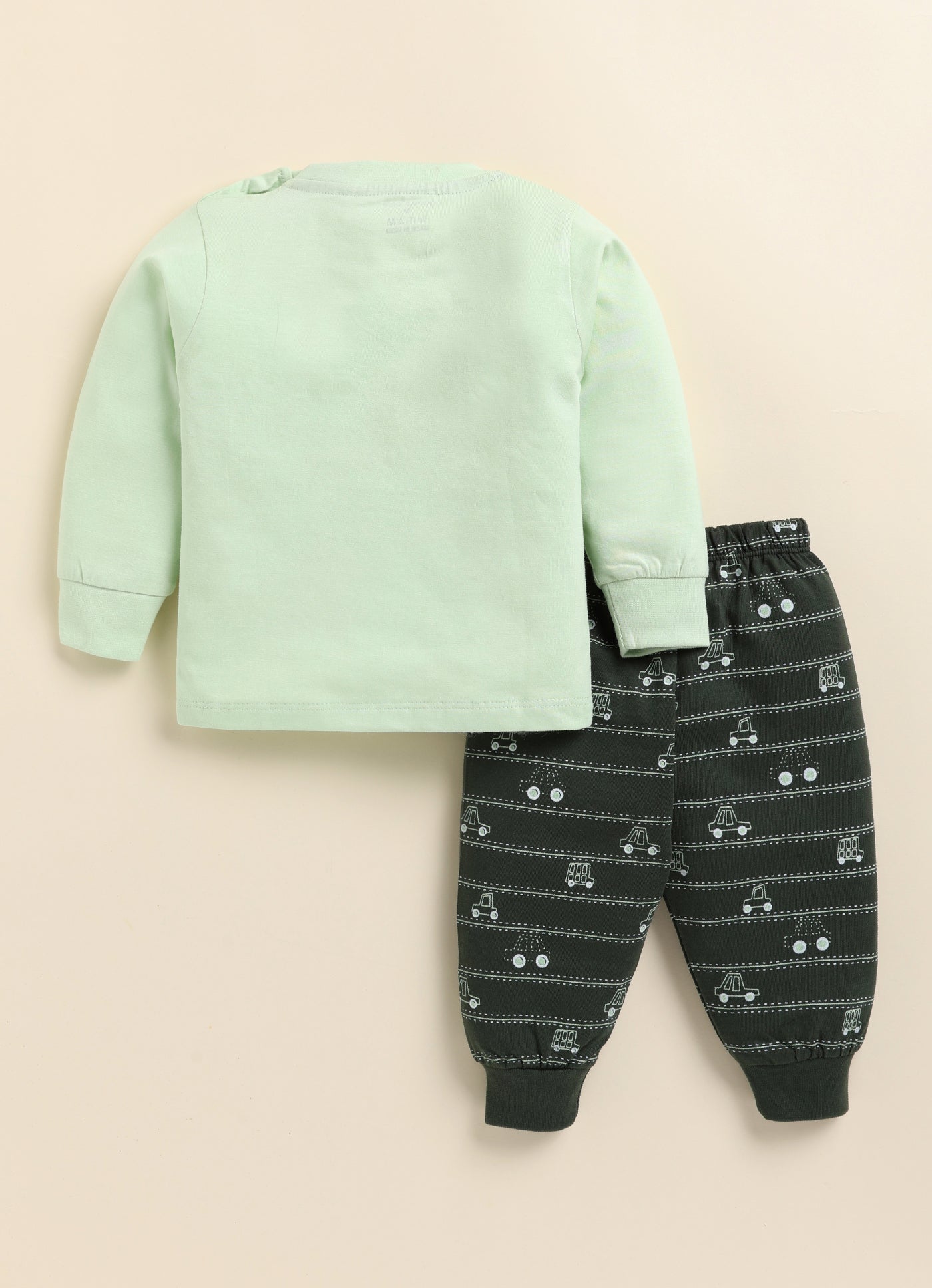 Cute Tiny Car Print Knitted Suit Set