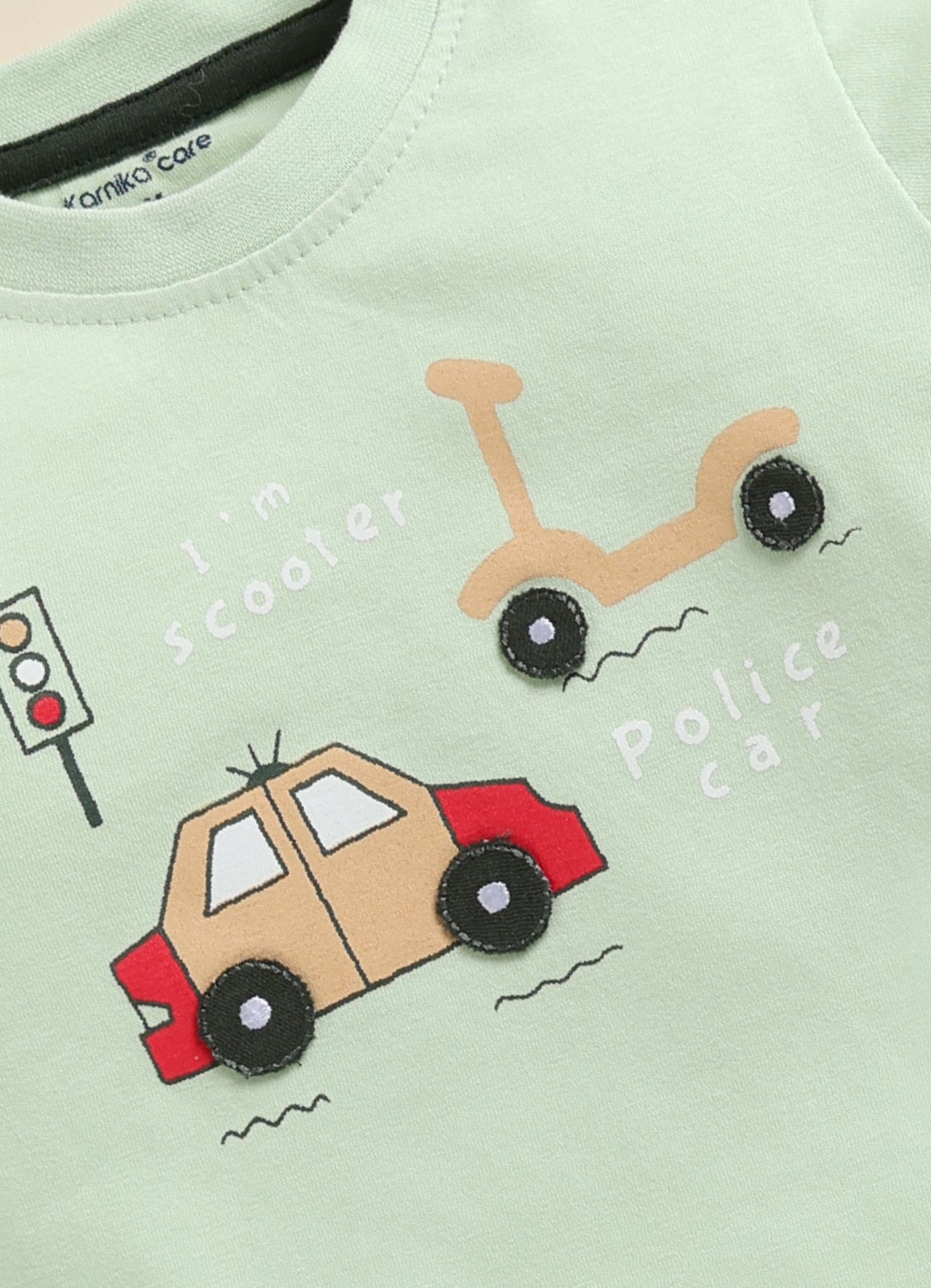 Cute Tiny Car Print Knitted Suit Set