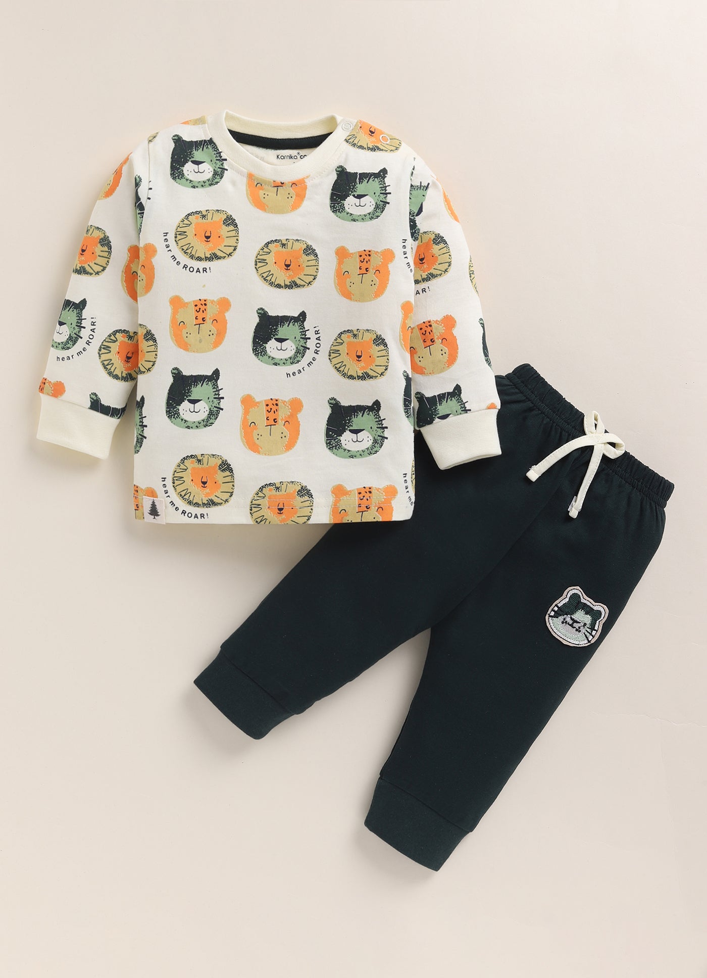 Tiny Bear Print Knitted Suit Set
