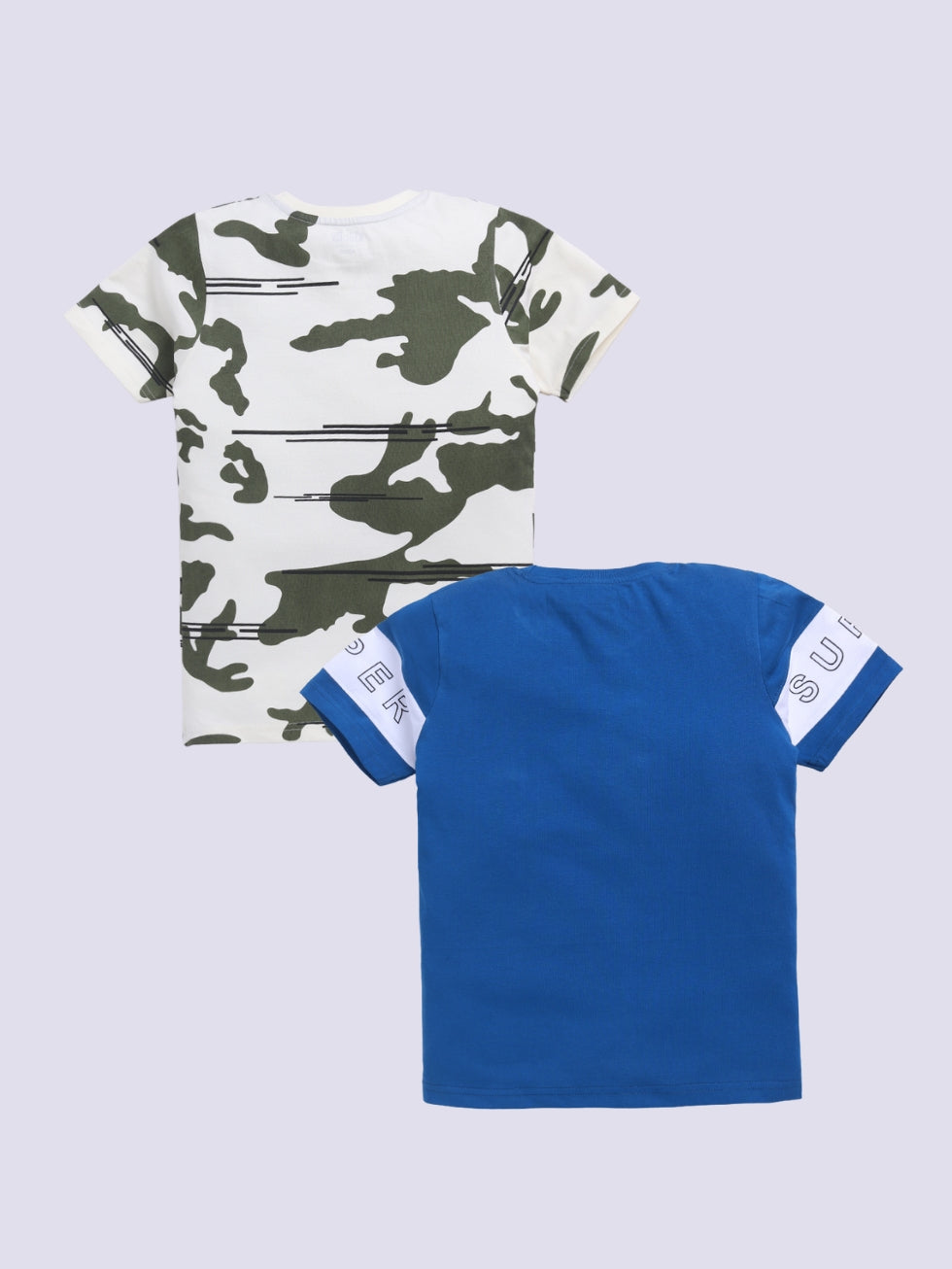 Camouflage & Positive Vibes 2 Pc Printed T-Shirts