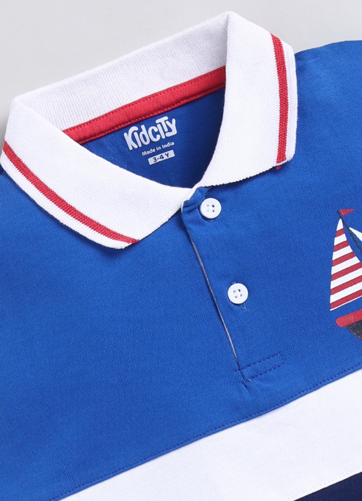 Nautical Sailboat Colorblock Polo T-Shirt