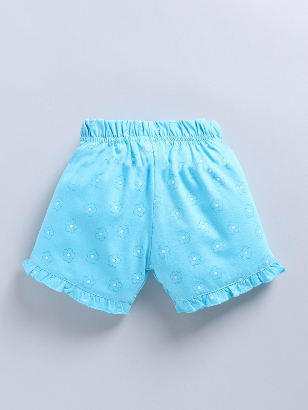 Aqua Blue Floral & Black Rainbow Print 2 Pc Shorts