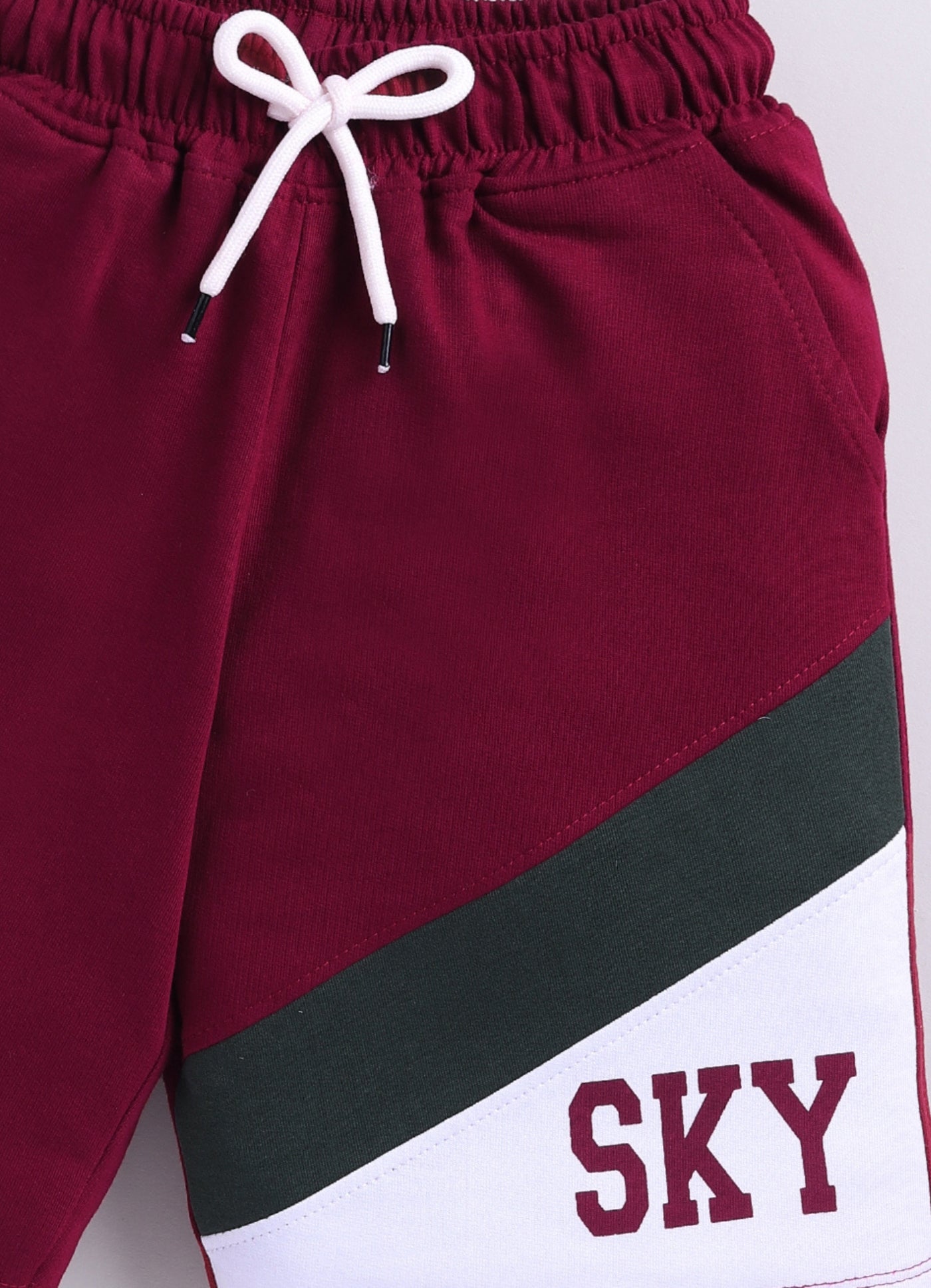 Typographic Colorblock Asymmetrical Knit Short