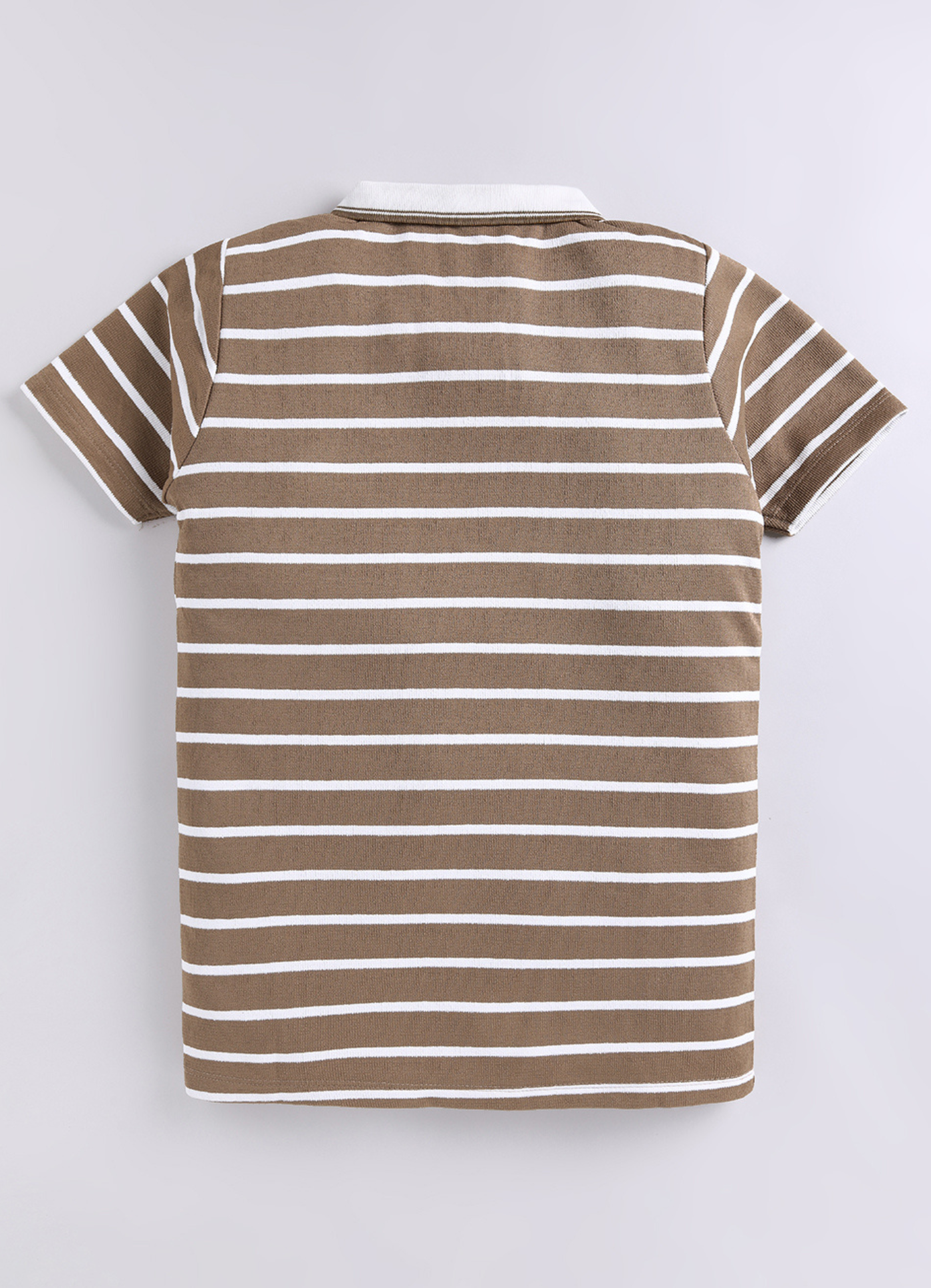 Boys Brown & White Striped Polo T-Shirt