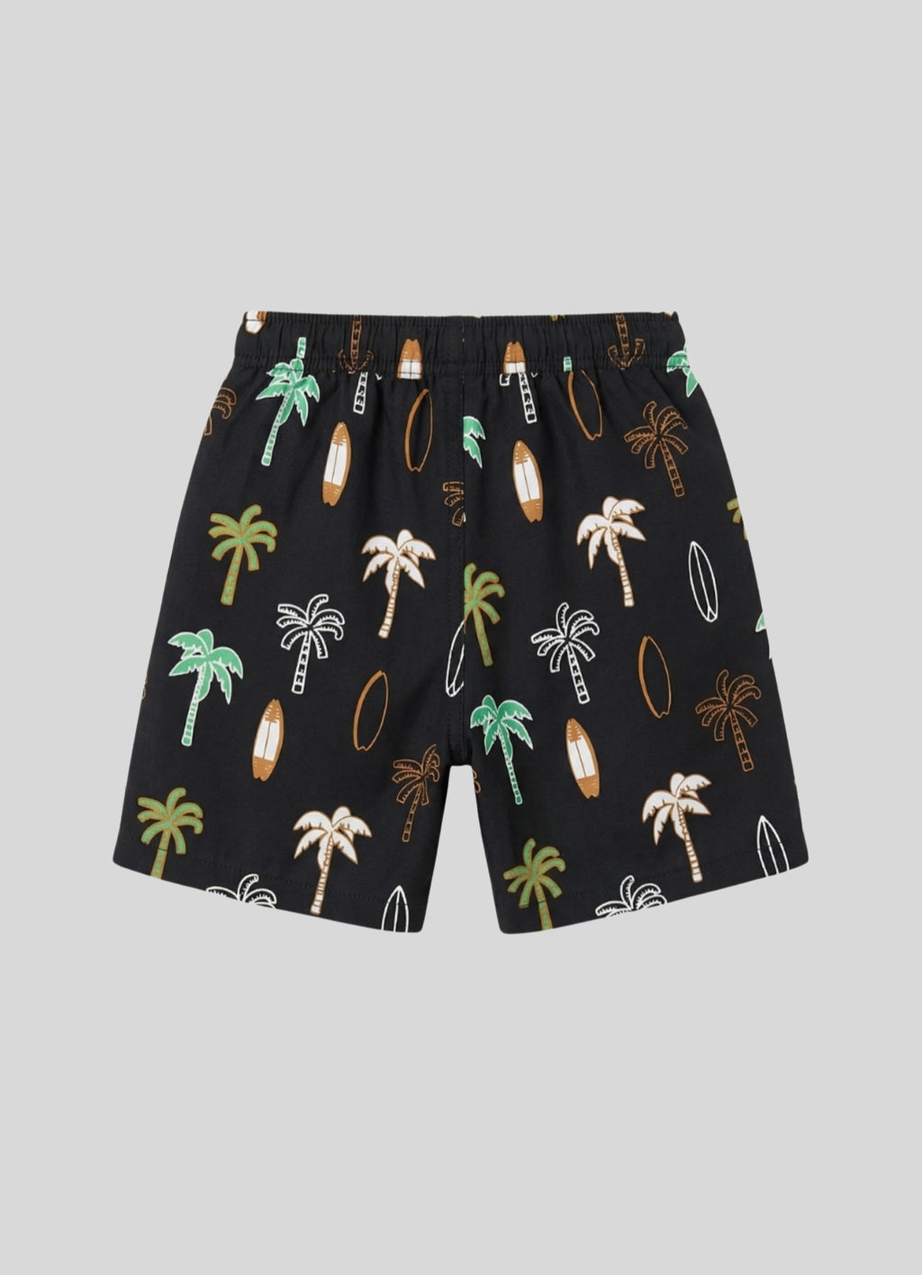 Palm & Surfboard Print Casual Drawstring Shorts