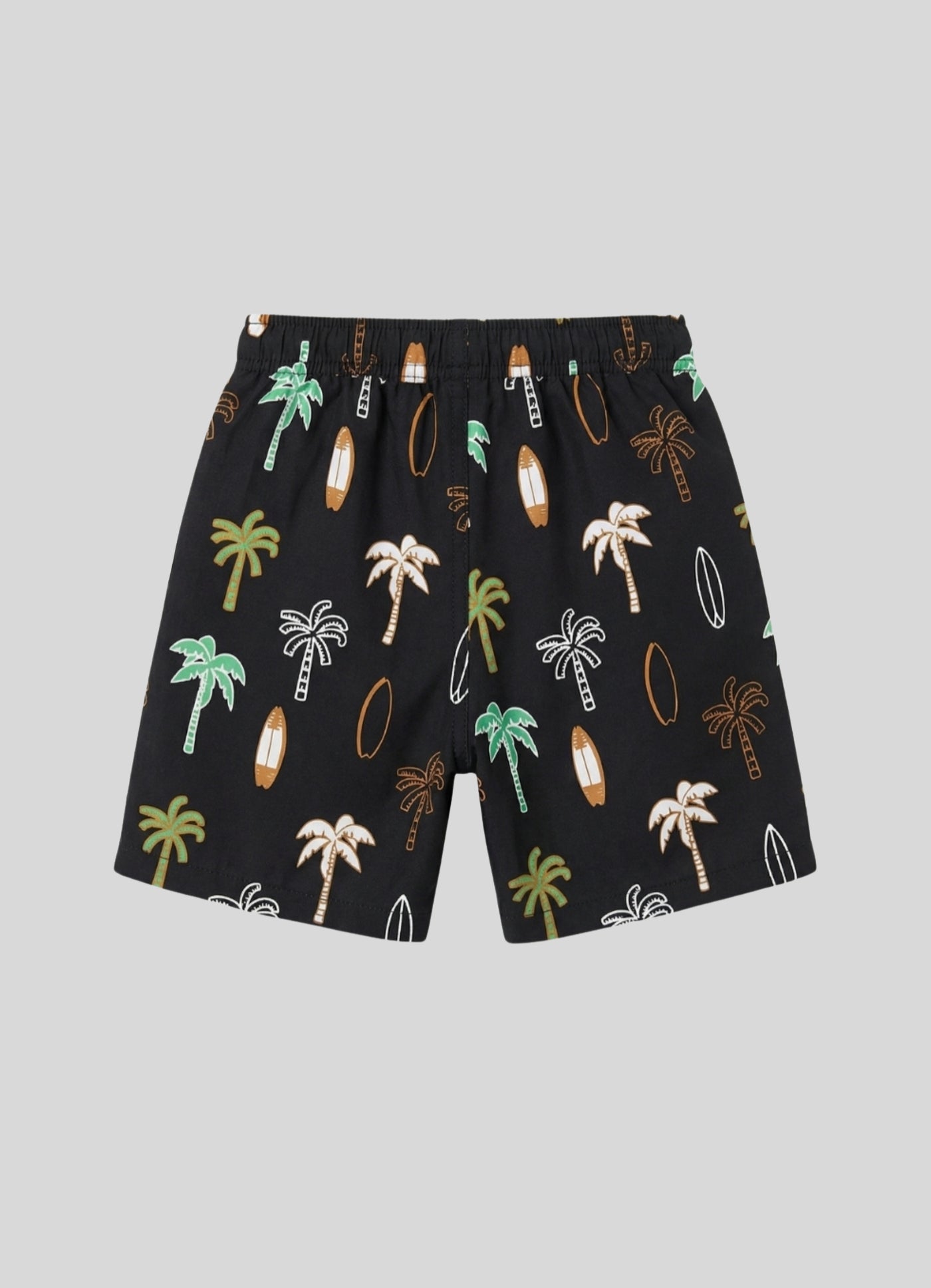 Palm & Surfboard Print Casual Drawstring Shorts