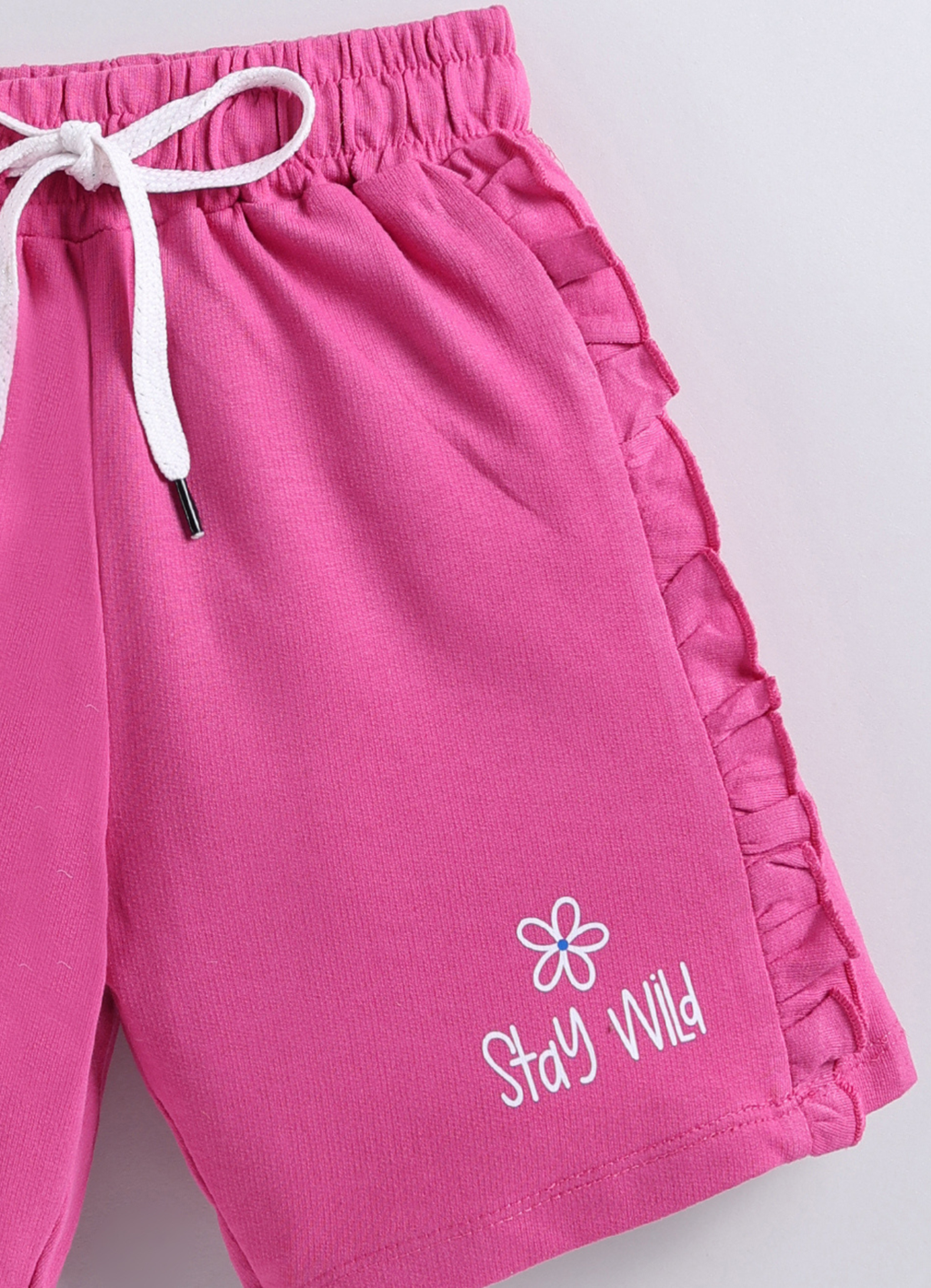 Girls Pink Ruffle Casual Shorts