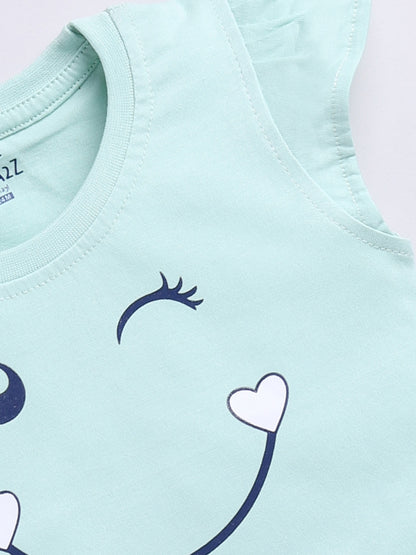 Kidcity Baby Girls Basic Top Combo Set (Pack of 2)|Cotton Sinker Top| White, Light Blue  Tops