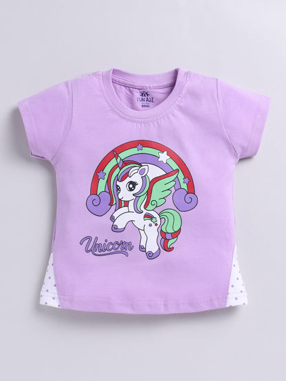 Kidcity Baby Girls Basic Top Combo Set (Pack of 2)|Cotton Sinker Top| Lavender, Sky Blue  Tops