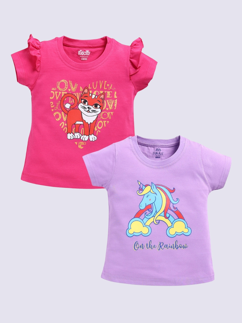 Girls Basic Placement Print 2pc Combo Set Top