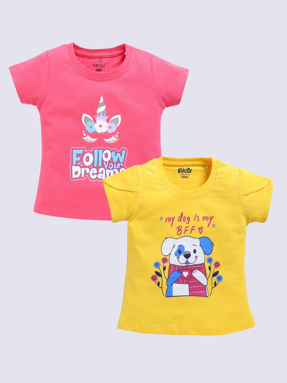 Girls cute Bear Printed Combo Set 2 pc Tops