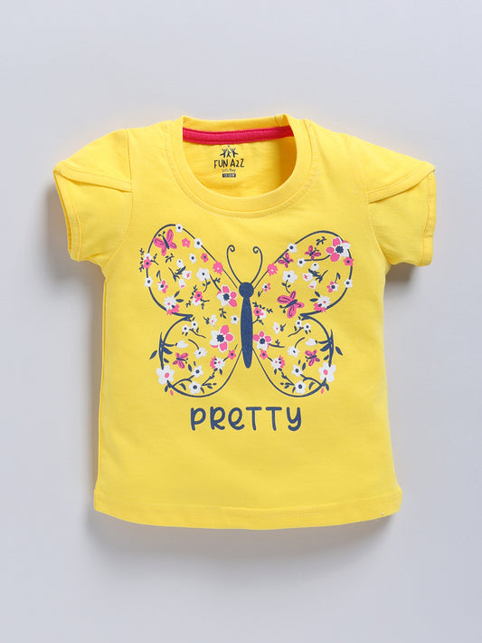 Kidcity Baby Girls Basic Top Combo Set (Pack of 2)|Cotton Sinker Top| Light Pink, Golden  Tops