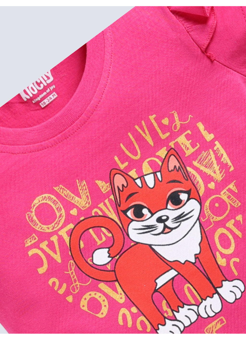 Girls Basic Placement Print 2pc Combo Set Top
