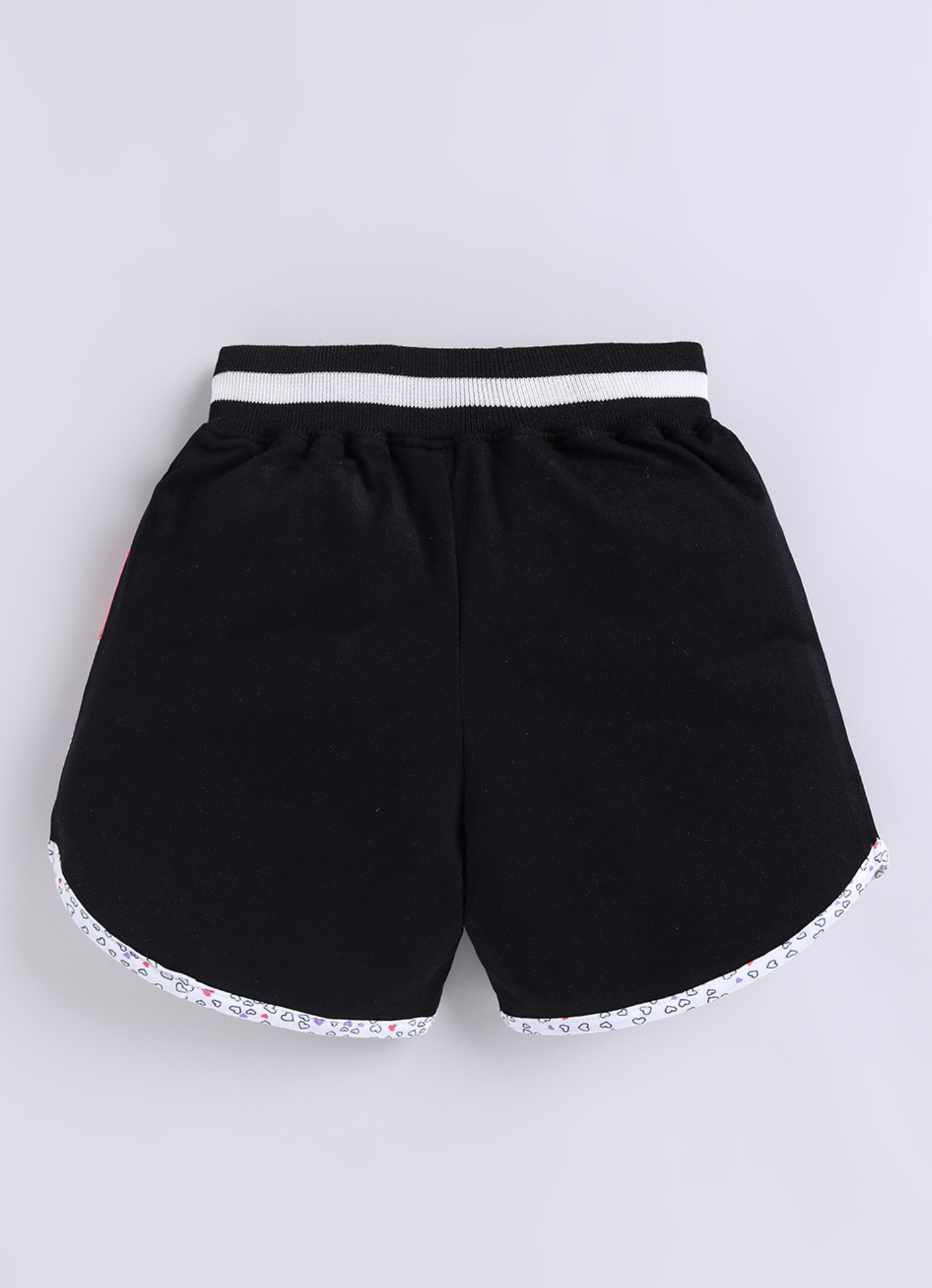 Girls Black Printed Casual Shorts