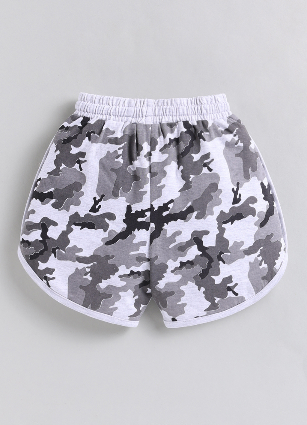 Grey Camo Dolphin Hem Play Shorts