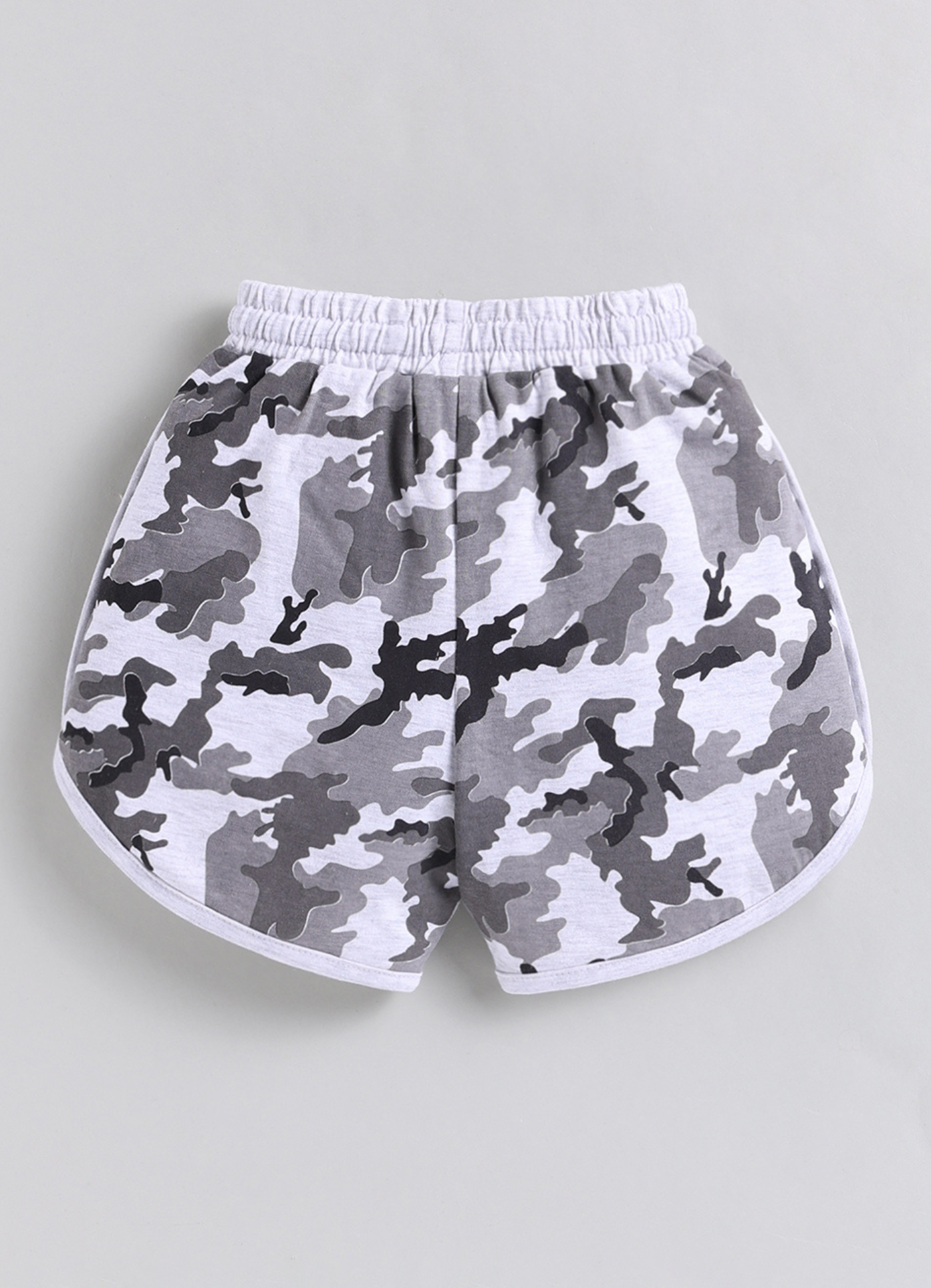 Grey Camo Dolphin Hem Play Shorts