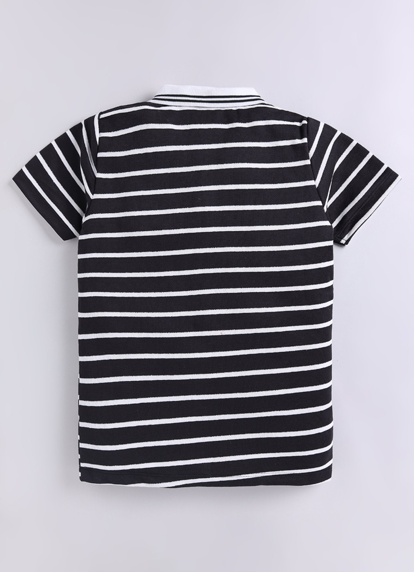 Boys Black & White Striped Polo T-Shirt