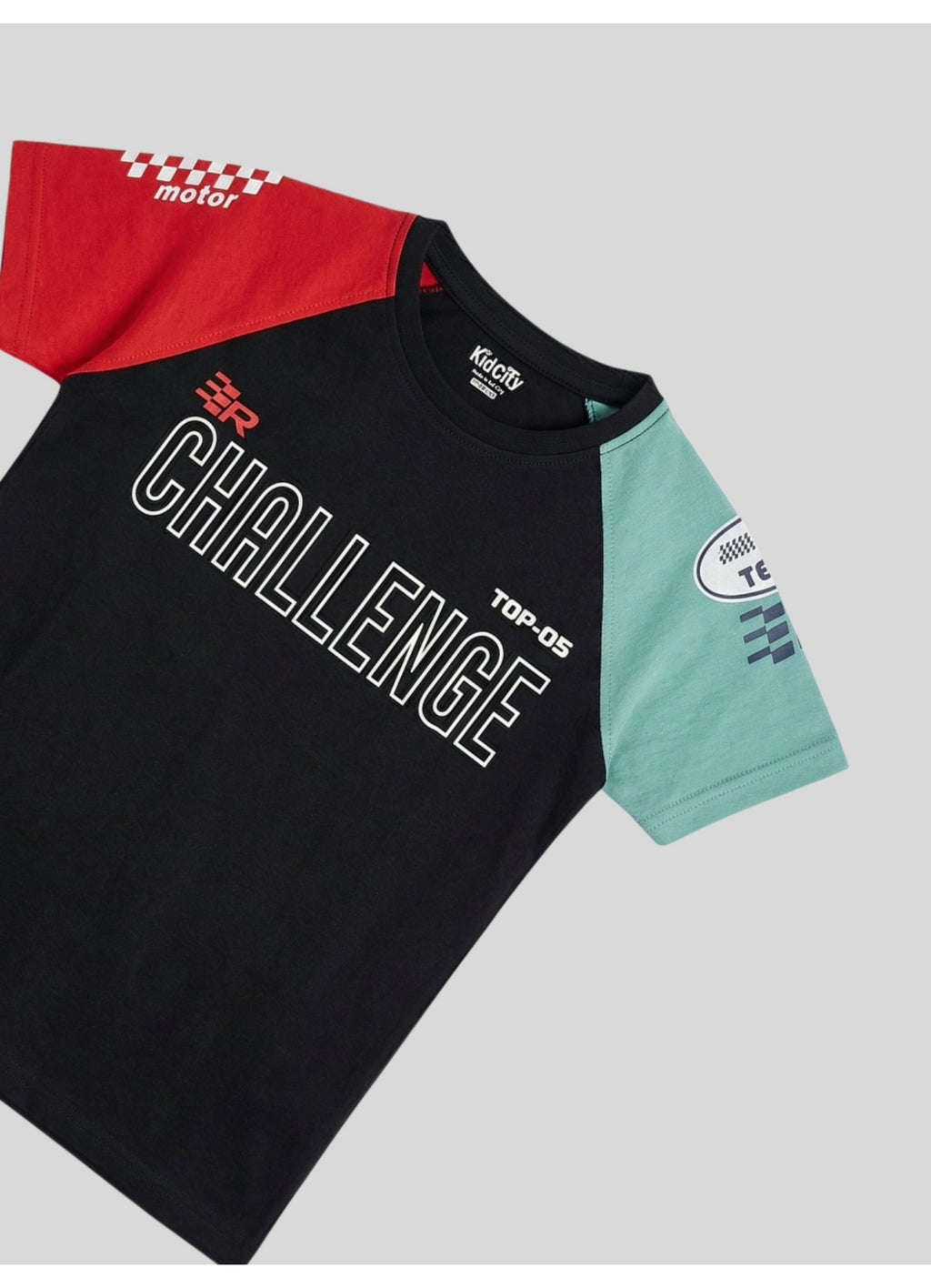 Color-Block "Challenge" Graphic T-Shirt.