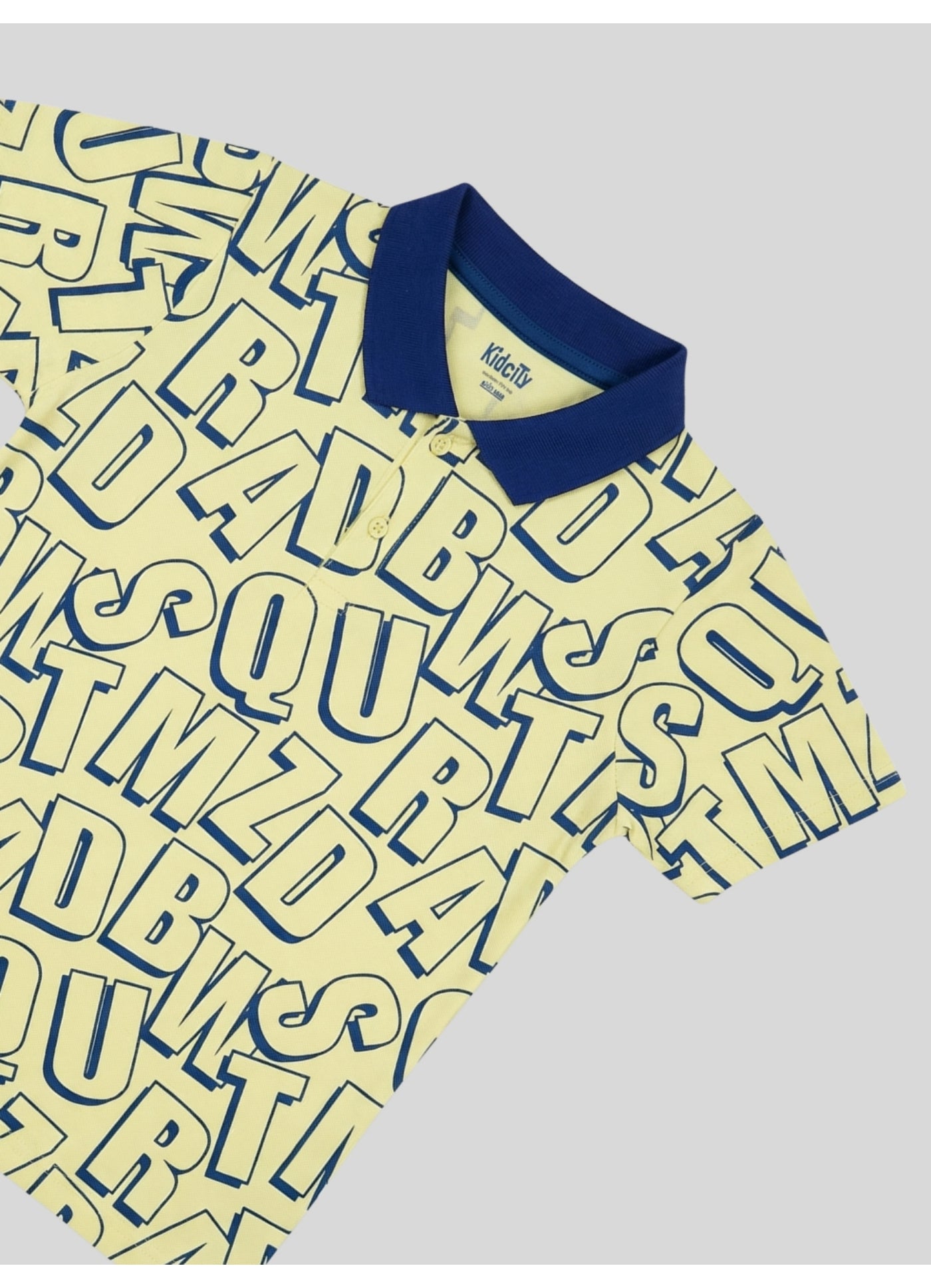 All-Over Alphabet Print Polo T-Shirt.