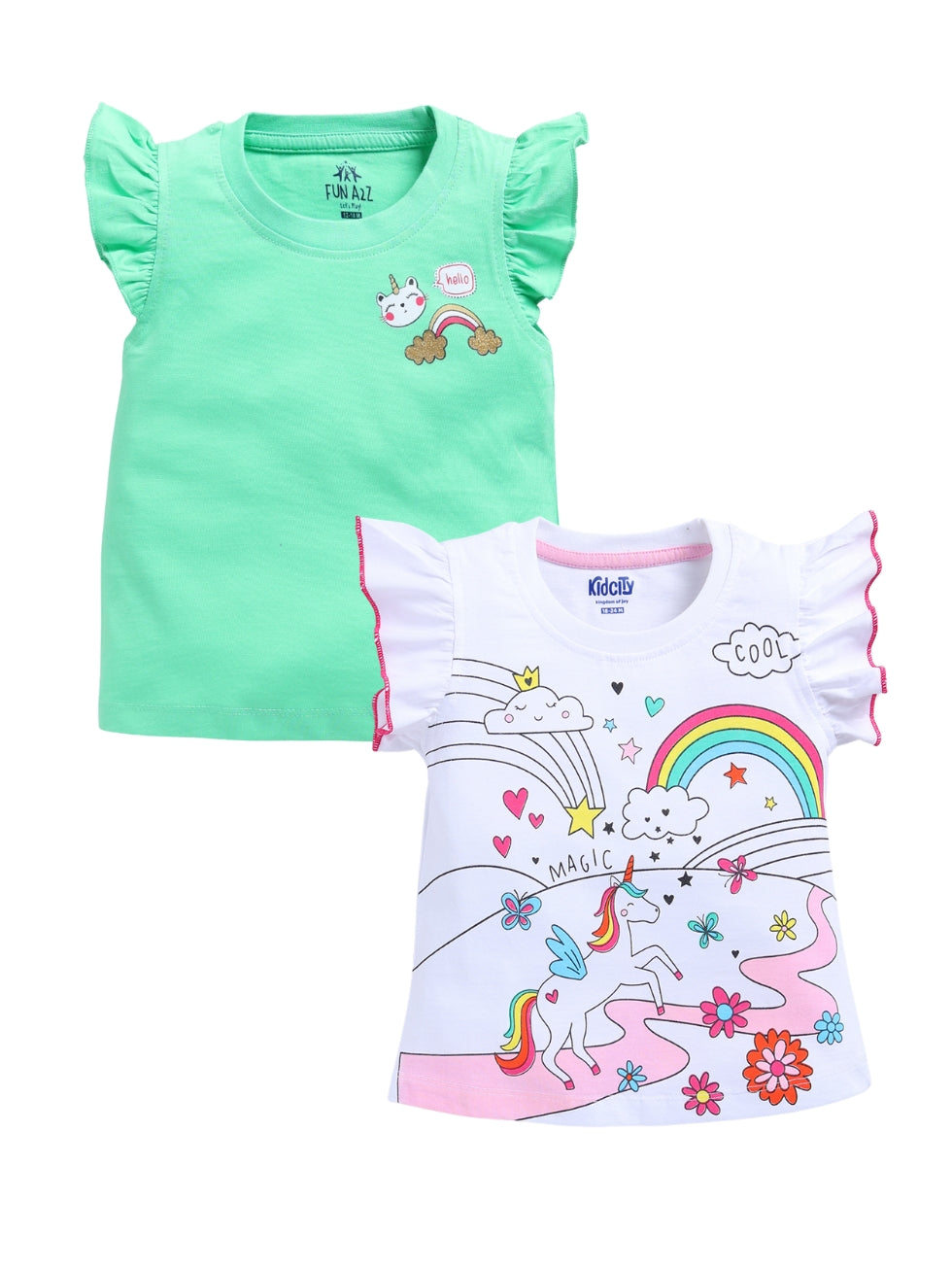 Unicorn & Rainbow 2 Pc Printed Tops