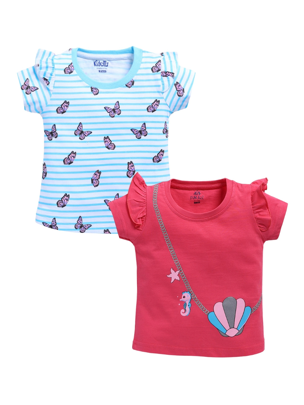 Girl's Fashion Stripe All Over Print 2pc Combo Set Tops