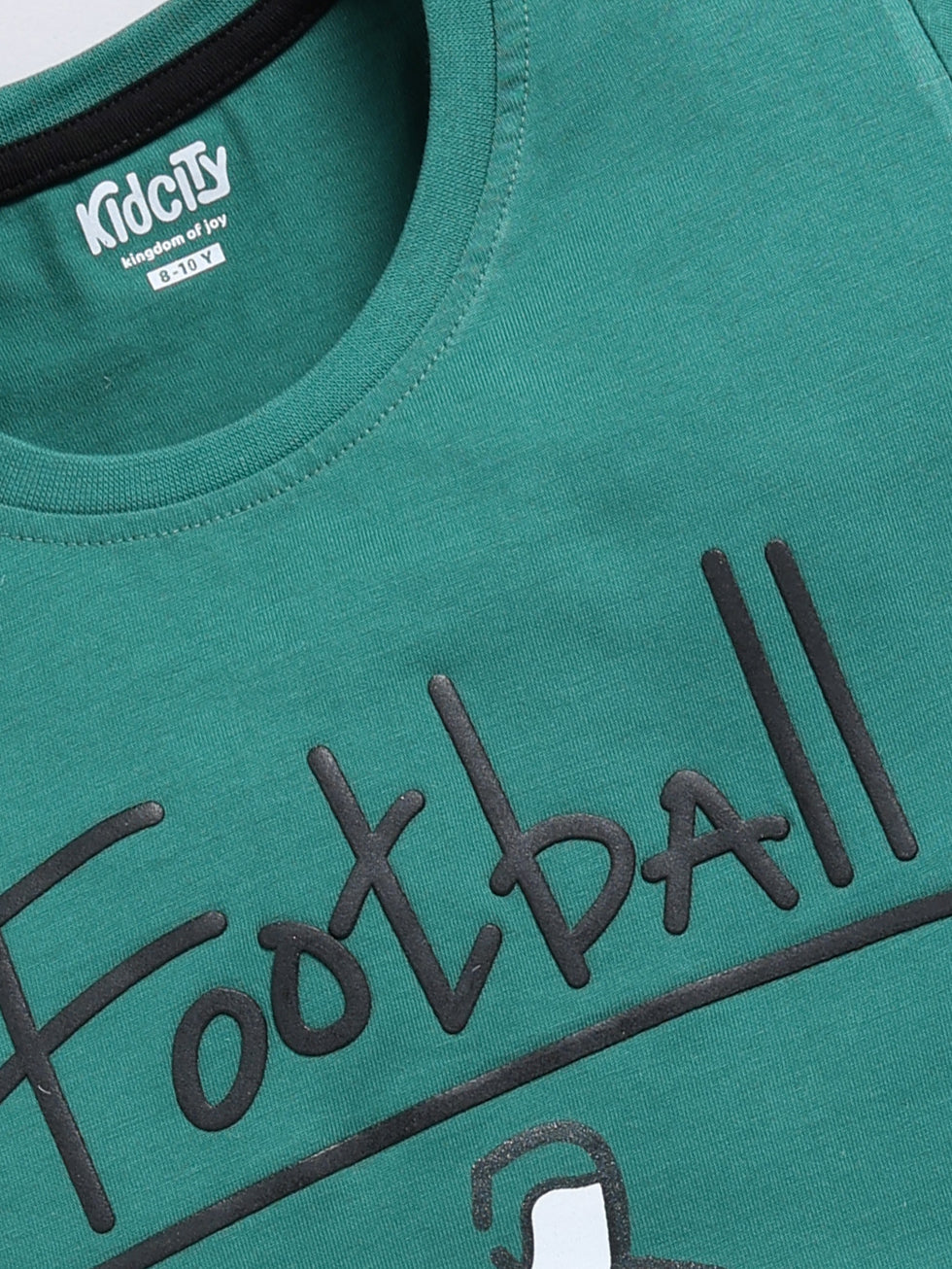 Leaf Print & Football Theme 2 Pc Printed T-Shirts
