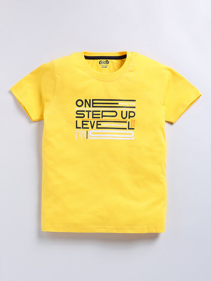Kidcity Boy's T-Shirt Combo Set (Pack of 2) | Cotton Sinker T-Shirts| Maroon, GoldT-Shirts