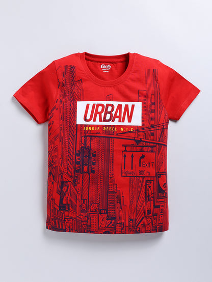 Kidcity Boy's T-Shirt Combo Set (Pack of 2) | Cotton Sinker T-Shirts| Maroon, Light BlueT-Shirts