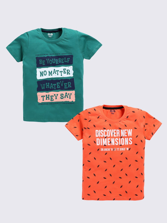 Be Yourself & Discover Dimensions Text Print 2 Pc T-Shirts