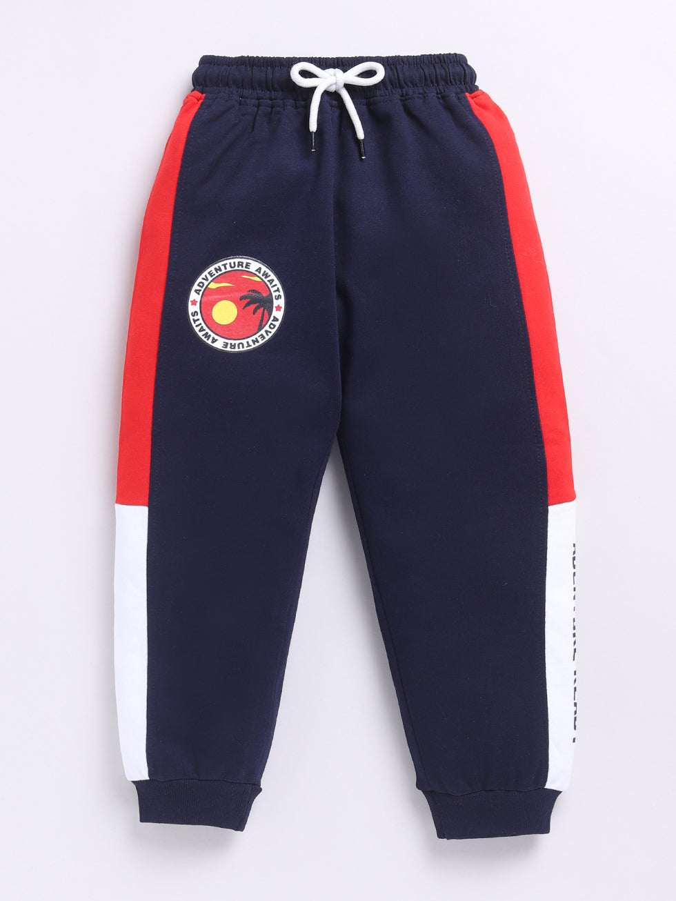 Navy Solid Printed Joggers