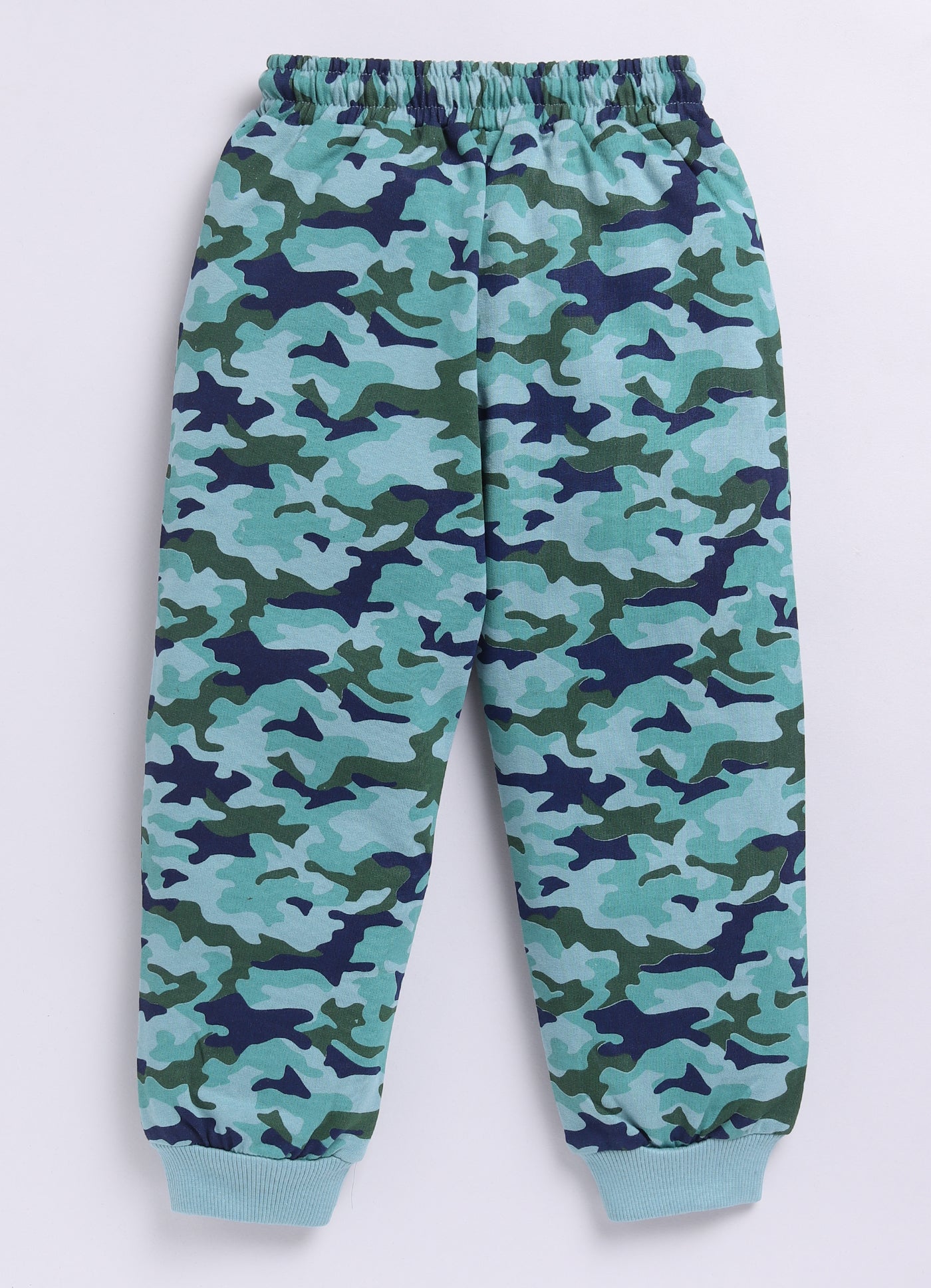 Teal Green Army Print Joggers