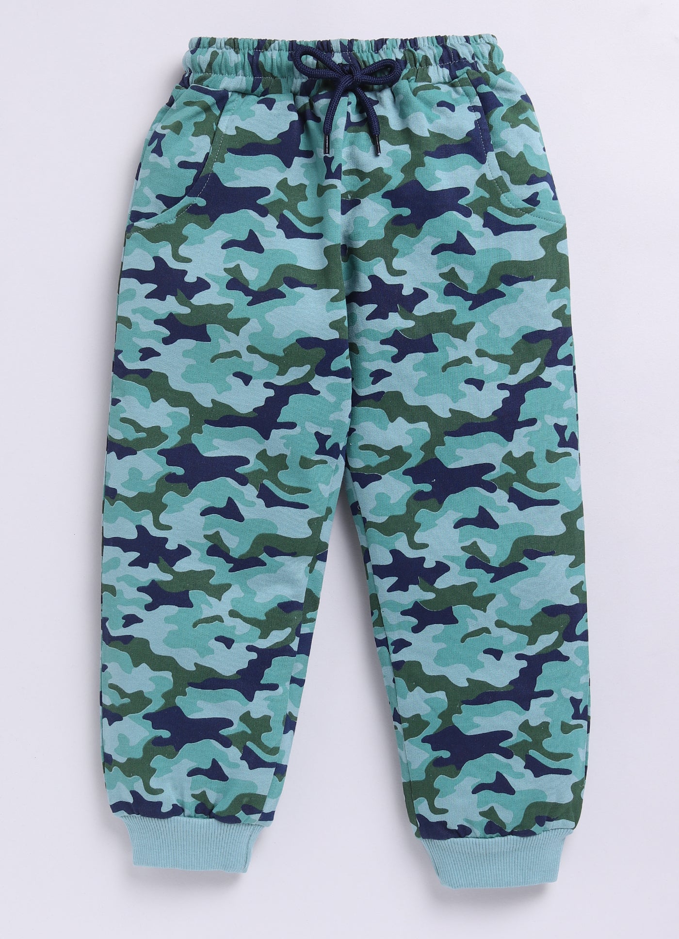 Teal Green Army Print Joggers