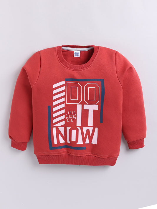 Boys Do It Now Text Print Sweatshirt - Red