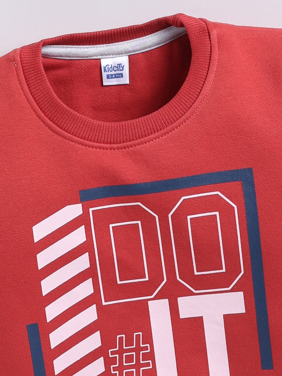 Boys Do It Now Text Print Sweatshirt - Red