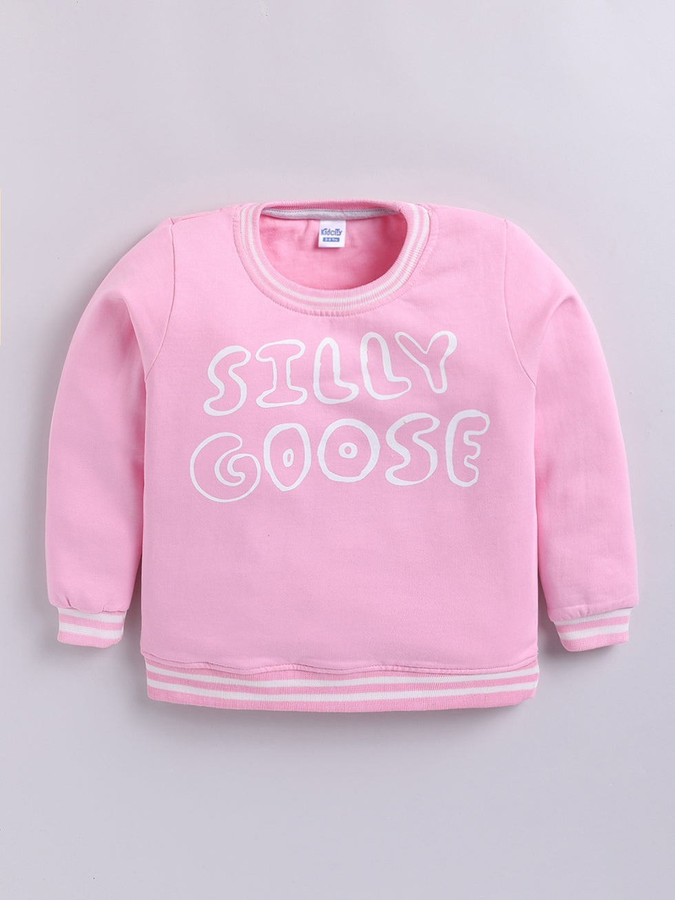 Boys Silly Goose Text Print Sweatshirt - Light Pink