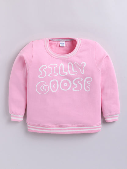 Boys Silly Goose Text Print Sweatshirt - Light Pink