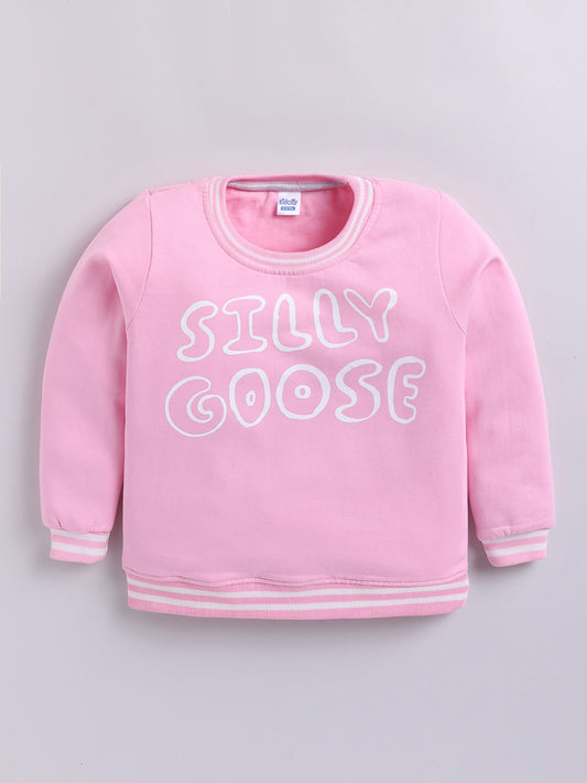 Boys Silly Goose Text Print Sweatshirt - Light Pink