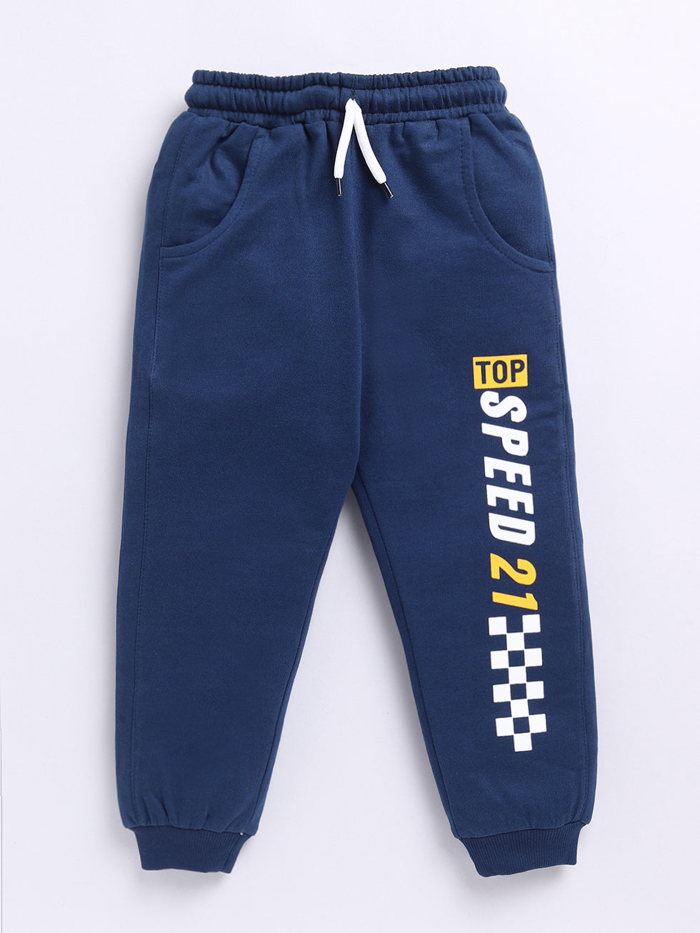 Speed Navy Solid Printed Joggers