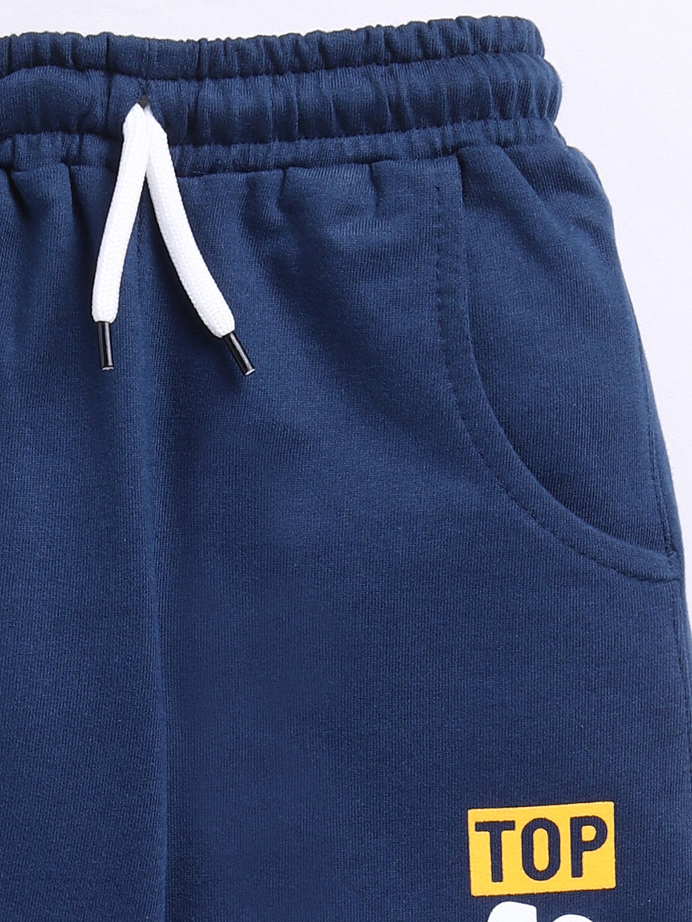 Speed Navy Solid Printed Joggers