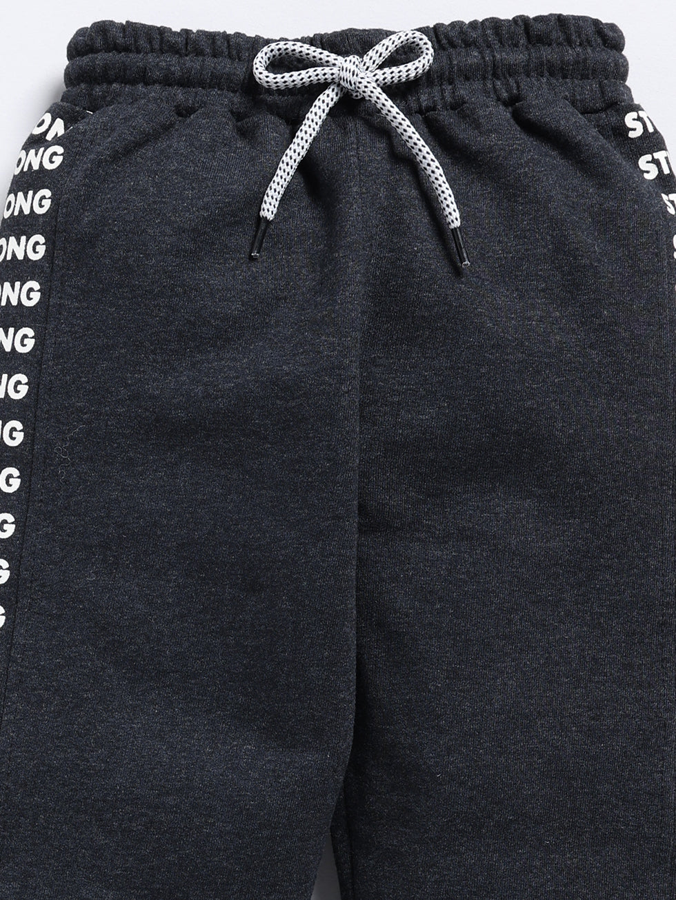 Black Solid Printed Joggers