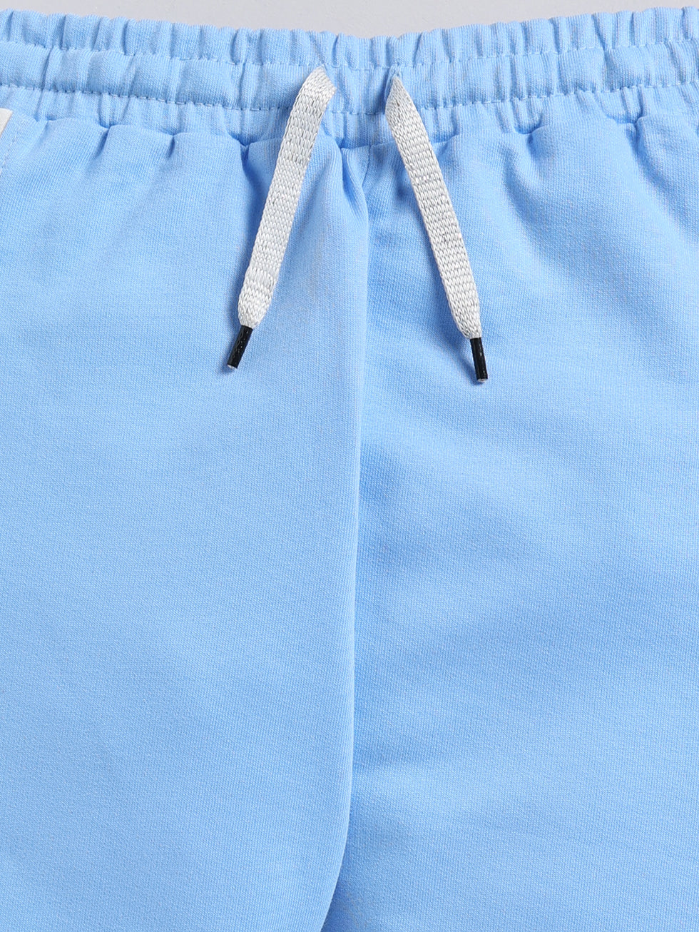Light Blue Solid Printed Joggers