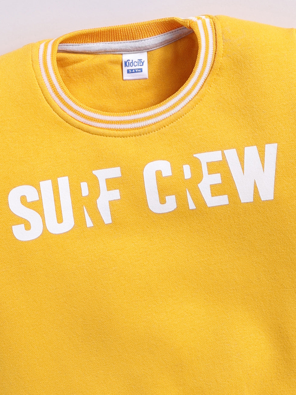 Boys Surf Crew Text Print Sweatshirt - Navy