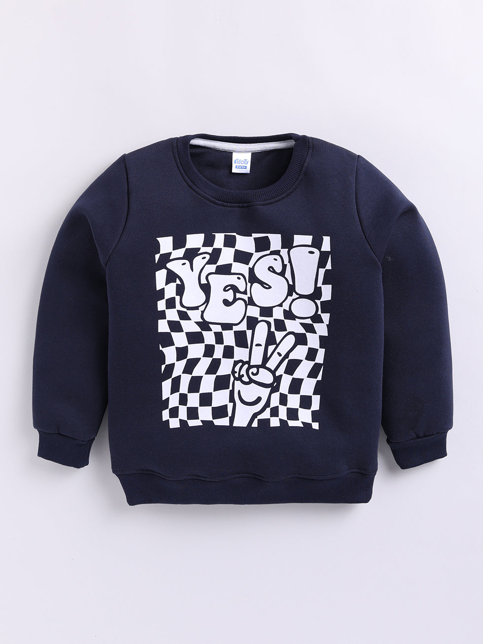 Boys Yes Graphic Print Sweatshirt - Navy