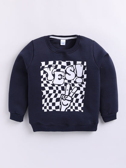 Boys Yes Graphic Print Sweatshirt - Navy