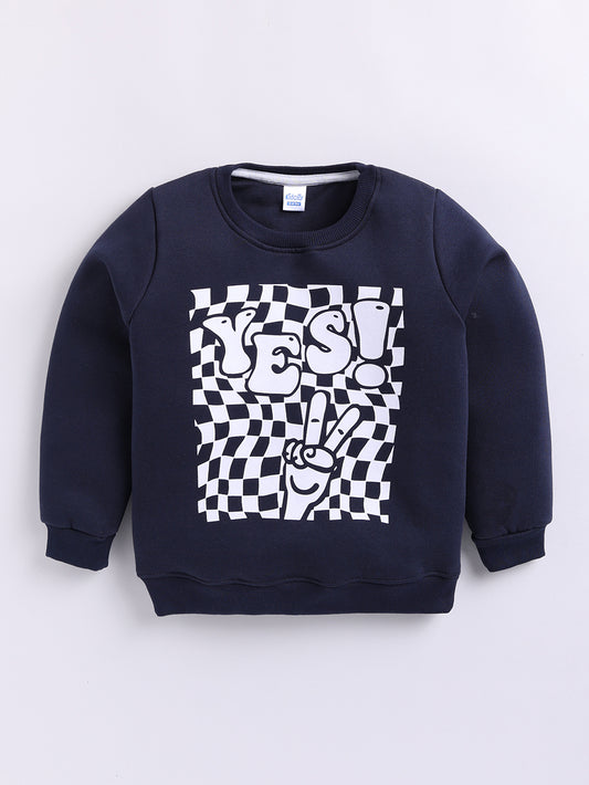 Boys Yes Graphic Print Sweatshirt - Navy