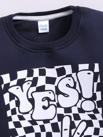 Boys Yes Graphic Print Sweatshirt - Navy