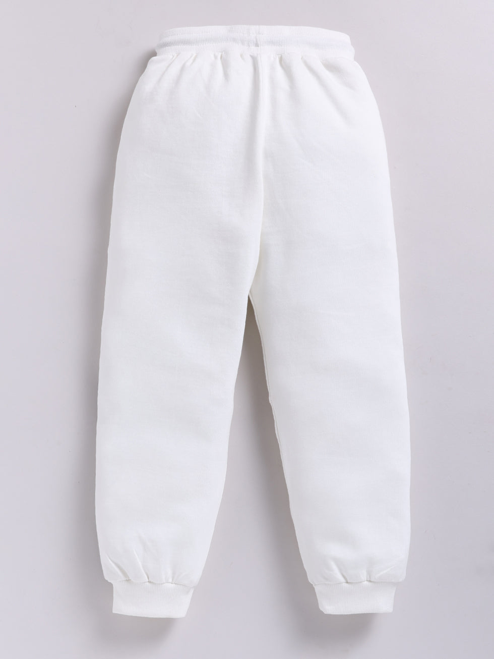 Boys Cotton Loopknit Side Stripes Print Joggers - Off White back view